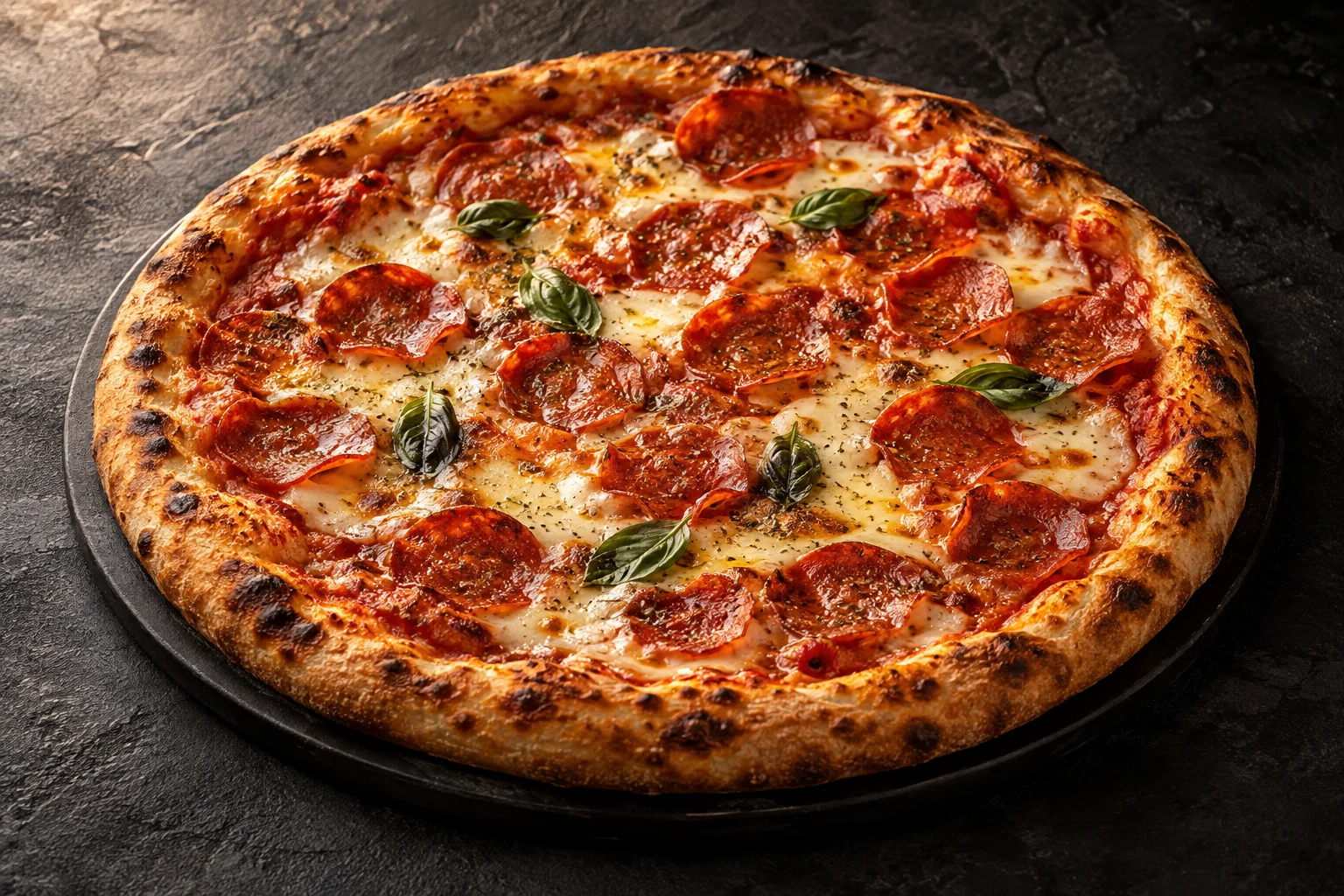 Pizza ilustrativa com queijo derretido e pepperoni